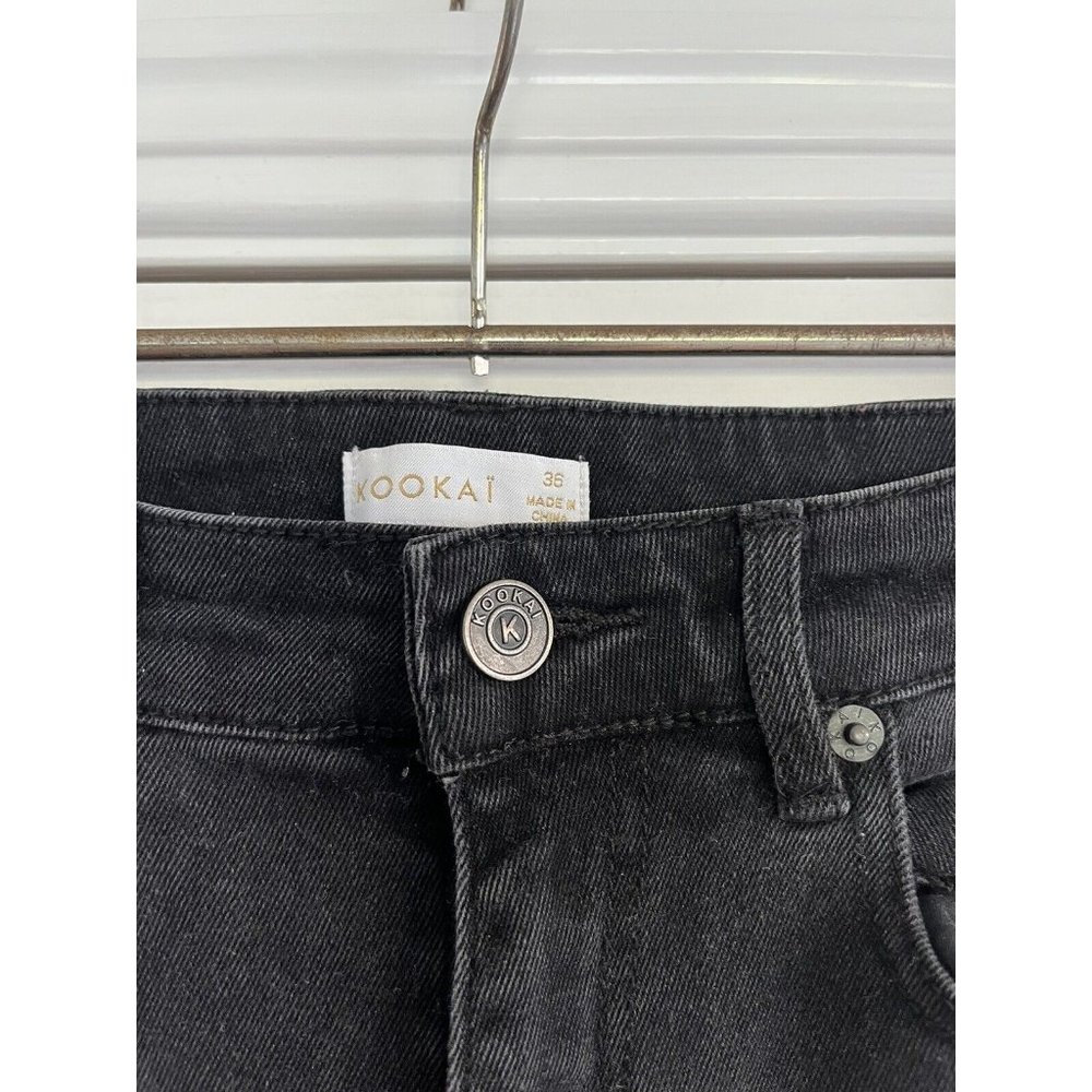Kookai Freya Jeans Black Wash High Waisted Skinny Distressed Ankle Size 36 - Picture 5 of 8